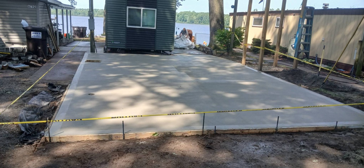 Fresh residential concrete driveway